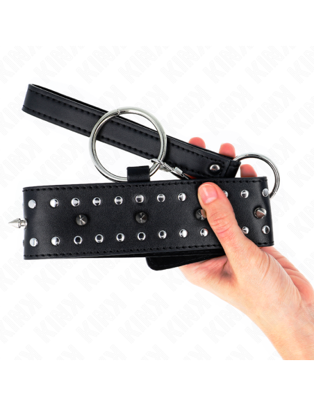 KINK - COLLAR CON CORREA 65 CM CON TACHUELAS PLATEADAS MODELO 1 AJUSTABLE 36-43 CM X 5 CM