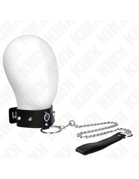 KINK - COLLAR CON CORREA 65 CM CON DIAMANTES AZULES AJUSTABLE 36-43 CM X 5 CM
