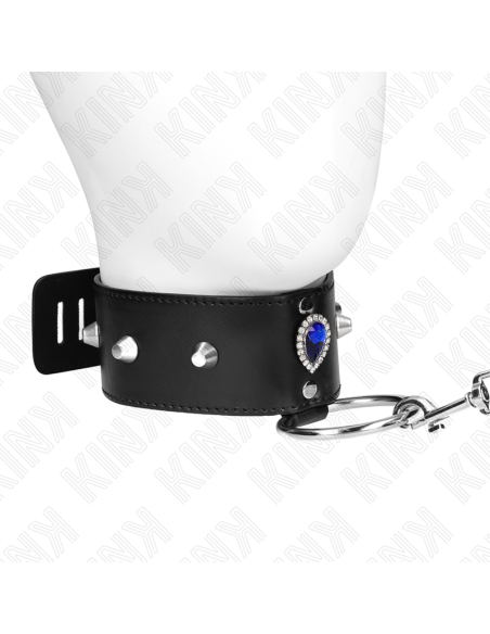 KINK - COLLAR CON CORREA 65 CM CON DIAMANTES AZULES AJUSTABLE 36-43 CM X 5 CM
