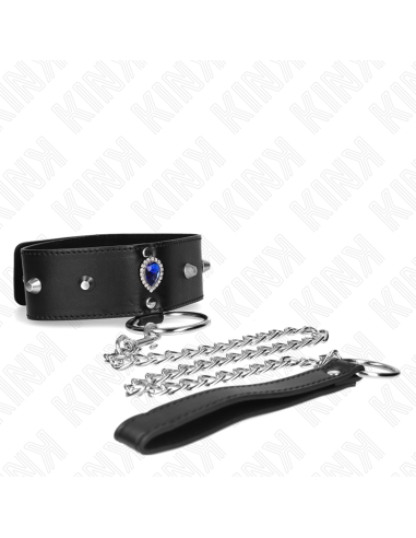 KINK - COLLAR CON CORREA 65 CM CON DIAMANTES AZULES AJUSTABLE 36-43 CM X 5 CM