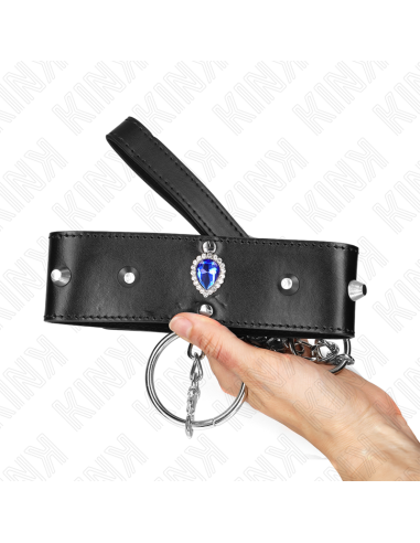 KINK - COLLAR CON CORREA 65 CM CON DIAMANTES AZULES AJUSTABLE 36-43 CM X 5 CM
