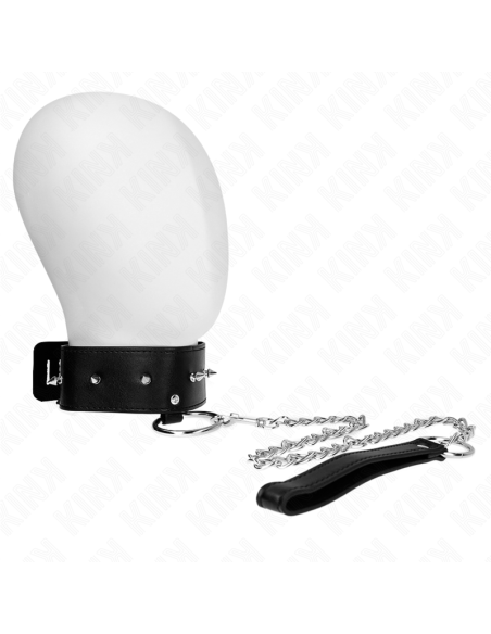 KINK - COLLAR CON CORREA 65 CM CON TACHUELAS PLATEADAS MODELO 2 AJUSTABLE 36-43 CM X 5 CM