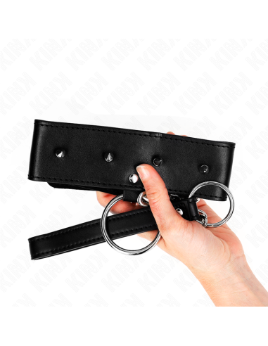KINK - COLLAR CON CORREA 65 CM CON TACHUELAS PLATEADAS MODELO 2 AJUSTABLE 36-43 CM X 5 CM