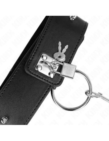 KINK - COLLAR CON CORREA 65 CM CON TACHUELAS PLATEADAS MODELO 2 AJUSTABLE 36-43 CM X 5 CM