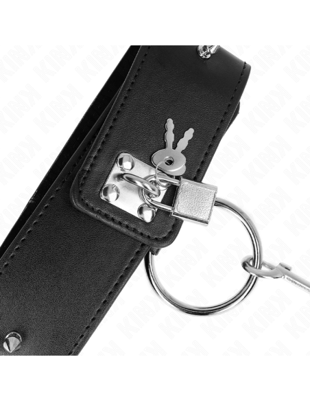 KINK - COLLAR CON CORREA 65 CM CON TACHUELAS PLATEADAS MODELO 2 AJUSTABLE 36-43 CM X 5 CM