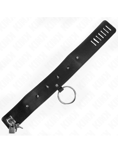 KINK - COLLAR CON CORREA 65 CM CON TACHUELAS PLATEADAS MODELO 2 AJUSTABLE 36-43 CM X 5 CM