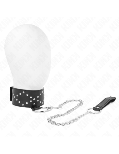 KINK - COLLAR CON CORREA 65 CM CON TACHUELAS PLATEADAS MODELO 3 AJUSTABLE 36-43 CM X 5 CM