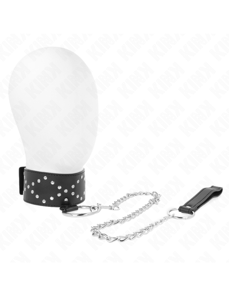 KINK - COLLAR CON CORREA 65 CM CON TACHUELAS PLATEADAS MODELO 3 AJUSTABLE 36-43 CM X 5 CM