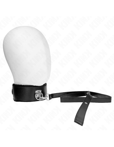 KINK - COLLAR CON CORREA 116 CM CON TACHUELAS PLATEADAS MODELO 4 NEGRO AJUSTABLE 40-48 CM X 6 CM