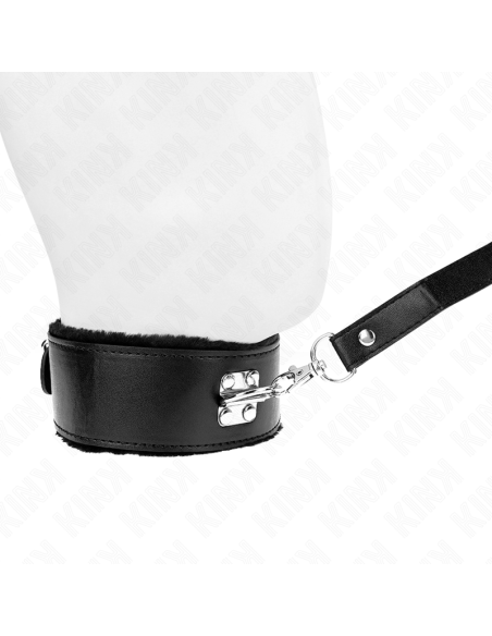 KINK - COLLAR CON CORREA 116 CM CON TACHUELAS PLATEADAS MODELO 4 NEGRO AJUSTABLE 40-48 CM X 6 CM