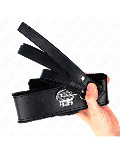 KINK - COLLAR CON CORREA 116 CM CON TACHUELAS PLATEADAS MODELO 4 NEGRO AJUSTABLE 40-48 CM X 6 CM