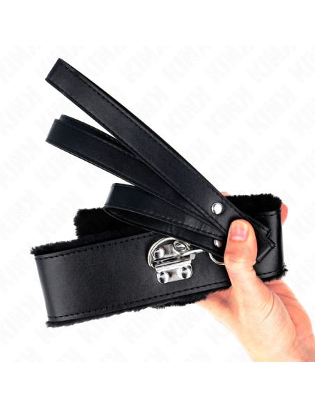 KINK - COLLAR CON CORREA 116 CM CON TACHUELAS PLATEADAS MODELO 4 NEGRO AJUSTABLE 40-48 CM X 6 CM