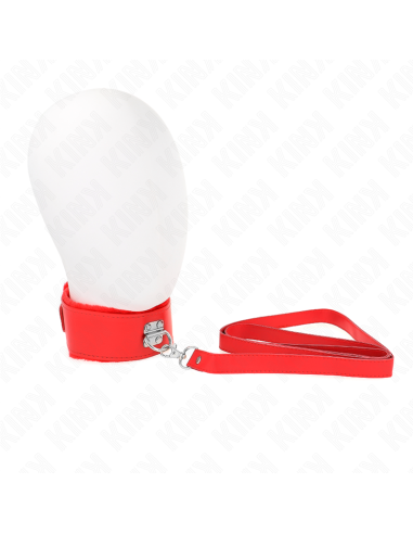 KINK - COLLAR CON CORREA 116 CM CON TACHUELAS PLATEADAS MODELO 4 ROJO AJUSTABLE 40-48 CM X 6 CM