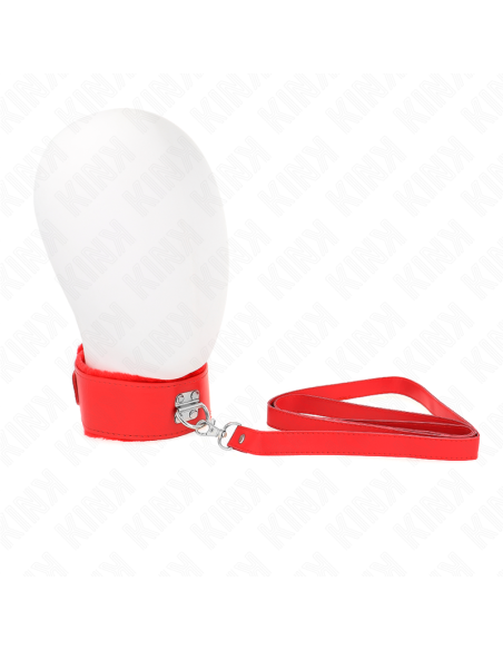 KINK - COLLAR CON CORREA 116 CM CON TACHUELAS PLATEADAS MODELO 4 ROJO AJUSTABLE 40-48 CM X 6 CM