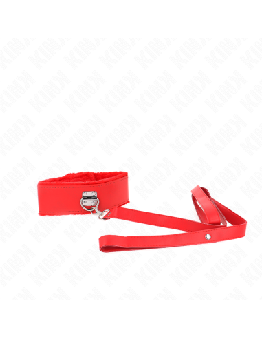 KINK - COLLAR CON CORREA 116 CM CON TACHUELAS PLATEADAS MODELO 4 ROJO AJUSTABLE 40-48 CM X 6 CM