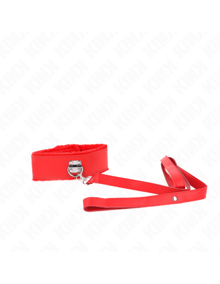 KINK - COLLAR CON CORREA 116 CM CON TACHUELAS PLATEADAS MODELO 4 ROJO AJUSTABLE 40-48 CM X 6 CM