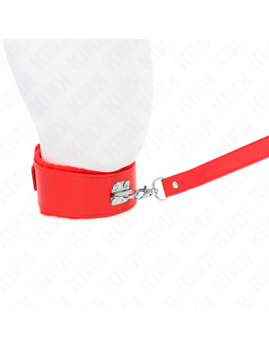 KINK - COLLAR CON CORREA 116 CM CON TACHUELAS PLATEADAS MODELO 4 ROJO AJUSTABLE 40-48 CM X 6 CM