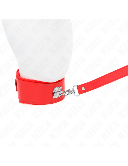 KINK - COLLAR CON CORREA 116 CM CON TACHUELAS PLATEADAS MODELO 4 ROJO AJUSTABLE 40-48 CM X 6 CM