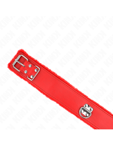 KINK - COLLAR CON CORREA 116 CM CON TACHUELAS PLATEADAS MODELO 4 ROJO AJUSTABLE 40-48 CM X 6 CM