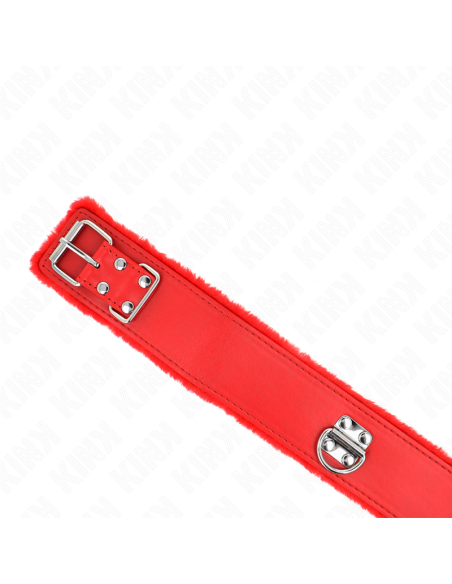 KINK - COLLAR CON CORREA 116 CM CON TACHUELAS PLATEADAS MODELO 4 ROJO AJUSTABLE 40-48 CM X 6 CM