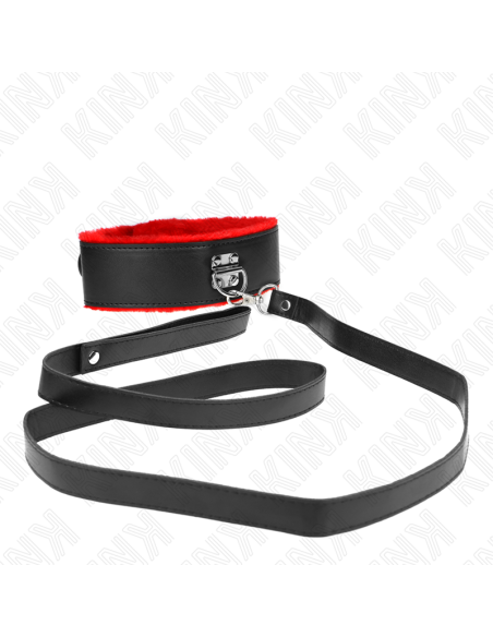 KINK - COLLAR CON CORREA 116 CM DE PIEL ROJO AJUSTABLE 40-48 CM X 6 CM