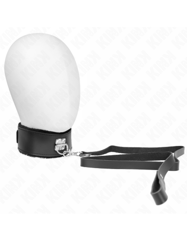 KINK - COLLAR CON CORREA 116 CM DE PIEL NEGRO AJUSTABLE 40-48 CM X 6 CM