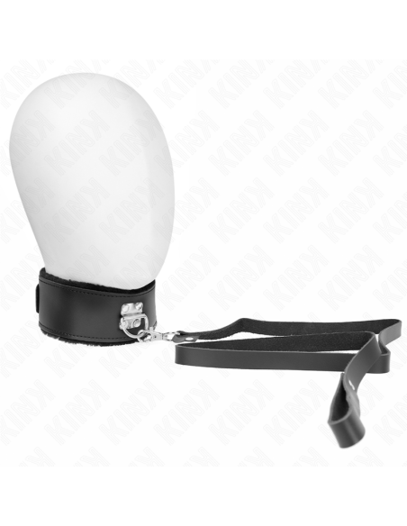 KINK - COLLAR CON CORREA 116 CM DE PIEL NEGRO AJUSTABLE 40-48 CM X 6 CM