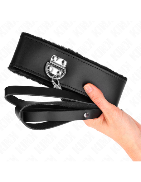 KINK - COLLAR CON CORREA 116 CM DE PIEL NEGRO AJUSTABLE 40-48 CM X 6 CM