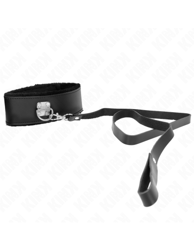 KINK - COLLAR CON CORREA 116 CM DE PIEL NEGRO AJUSTABLE 40-48 CM X 6 CM
