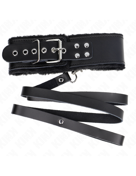 KINK - COLLAR CON CORREA 116 CM DE PIEL NEGRO AJUSTABLE 40-48 CM X 6 CM