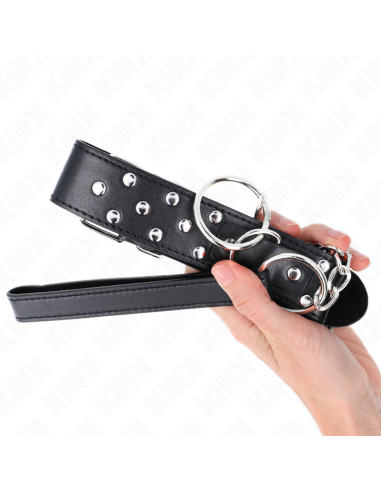 KINK - COLLAR CON CORREA 65 CM REMACHE ANILLA NEGRO AJUSTABLE 36-50 CM X 3.8 CM