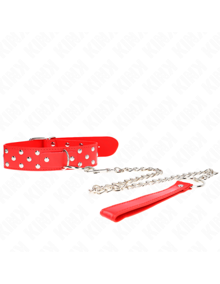 KINK - COLLAR CON CORREA 65 CM REMACHE ANILLA ROJO AJUSTABLE 36-50 CM X 3.8 CM