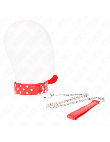 KINK - COLLAR CON CORREA 65 CM REMACHE ANILLA ROJO AJUSTABLE 36-50 CM X 3.8 CM