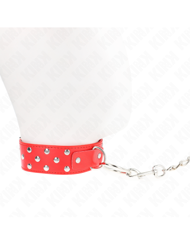KINK - COLLAR CON CORREA 65 CM REMACHE ANILLA ROJO AJUSTABLE 36-50 CM X 3.8 CM