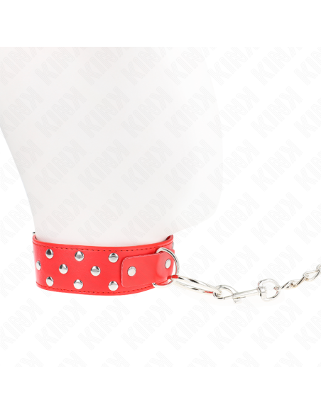 KINK - COLLAR CON CORREA 65 CM REMACHE ANILLA ROJO AJUSTABLE 36-50 CM X 3.8 CM