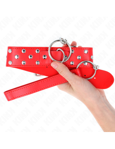 KINK - COLLAR CON CORREA 65 CM REMACHE ANILLA ROJO AJUSTABLE 36-50 CM X 3.8 CM