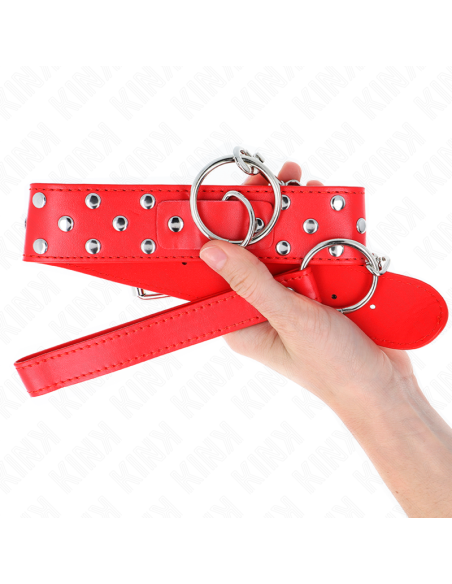 KINK - COLLAR CON CORREA 65 CM REMACHE ANILLA ROJO AJUSTABLE 36-50 CM X 3.8 CM