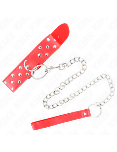 KINK - COLLAR CON CORREA 65 CM REMACHE ANILLA ROJO AJUSTABLE 36-50 CM X 3.8 CM
