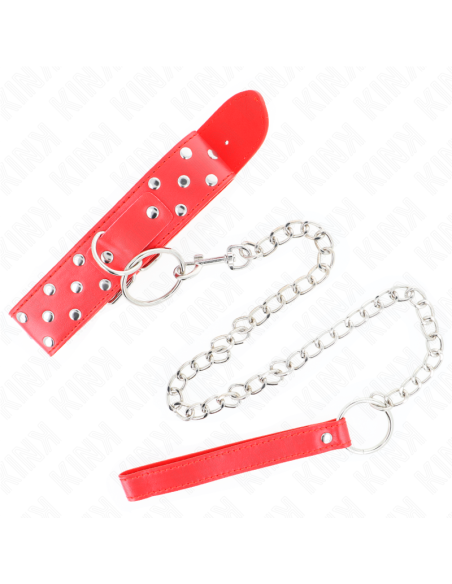 KINK - COLLAR CON CORREA 65 CM REMACHE ANILLA ROJO AJUSTABLE 36-50 CM X 3.8 CM