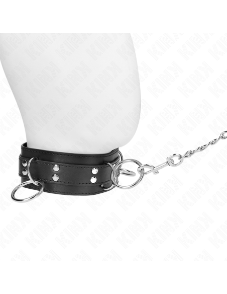 KINK - COLLAR CON CORREA 80 CM ESCLAVITUD 3 ANILLOS 53 X 5 CM