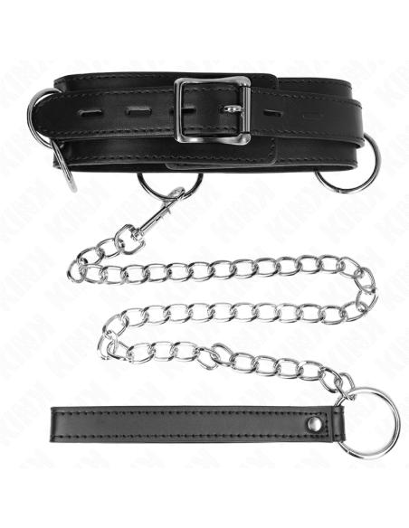 KINK - COLLAR CON CORREA 80 CM ESCLAVITUD 3 ANILLOS 53 X 5 CM