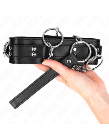 KINK - COLLAR CON CORREA 80 CM ESCLAVITUD 3 ANILLOS 53 X 5 CM