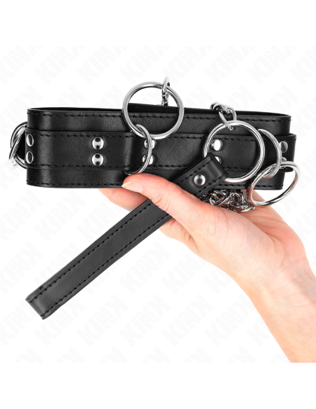 KINK - COLLAR CON CORREA 80 CM ESCLAVITUD 3 ANILLOS 53 X 5 CM