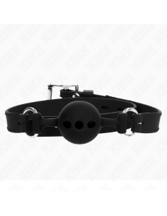 KINK - MORDAZA 55 x 2 CM DE BOLA 4 CM DE SILICONA COMPLETA TALLA S NEGRO AJUSTABLE 35-51 CM