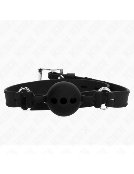 KINK - MORDAZA 55 x 2 CM DE BOLA 4 CM DE SILICONA COMPLETA TALLA S NEGRO AJUSTABLE 35-51 CM