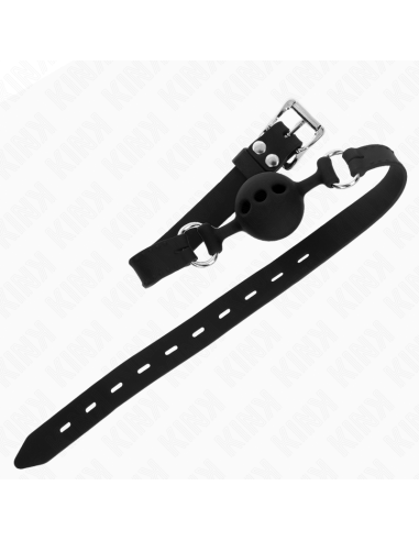 KINK - MORDAZA 55 x 2 CM DE BOLA 4 CM DE SILICONA COMPLETA TALLA S NEGRO AJUSTABLE 35-51 CM