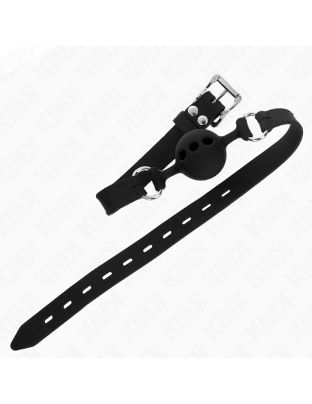 KINK - MORDAZA 55 x 2 CM DE BOLA 4 CM DE SILICONA COMPLETA TALLA S NEGRO AJUSTABLE 35-51 CM