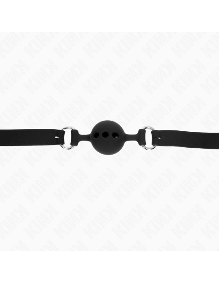 KINK - MORDAZA 55 x 2 CM DE BOLA 4 CM DE SILICONA COMPLETA TALLA S NEGRO AJUSTABLE 35-51 CM