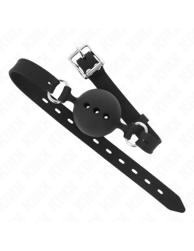 KINK - MORDAZA 55 x 2 CM DE BOLA 4.5 CM DE SILICONA COMPLETA TALLA M NEGRO AJUSTABLE 35-51 CM