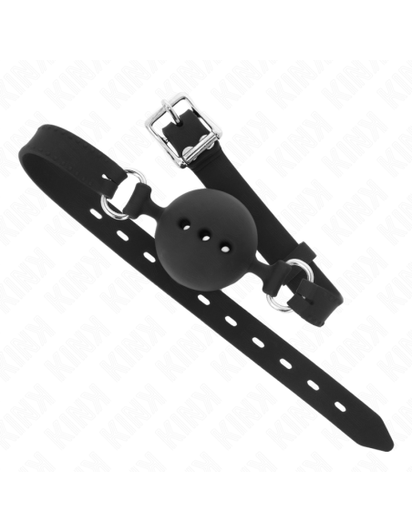 KINK - MORDAZA 55 x 2 CM DE BOLA 4.5 CM DE SILICONA COMPLETA TALLA M NEGRO AJUSTABLE 35-51 CM